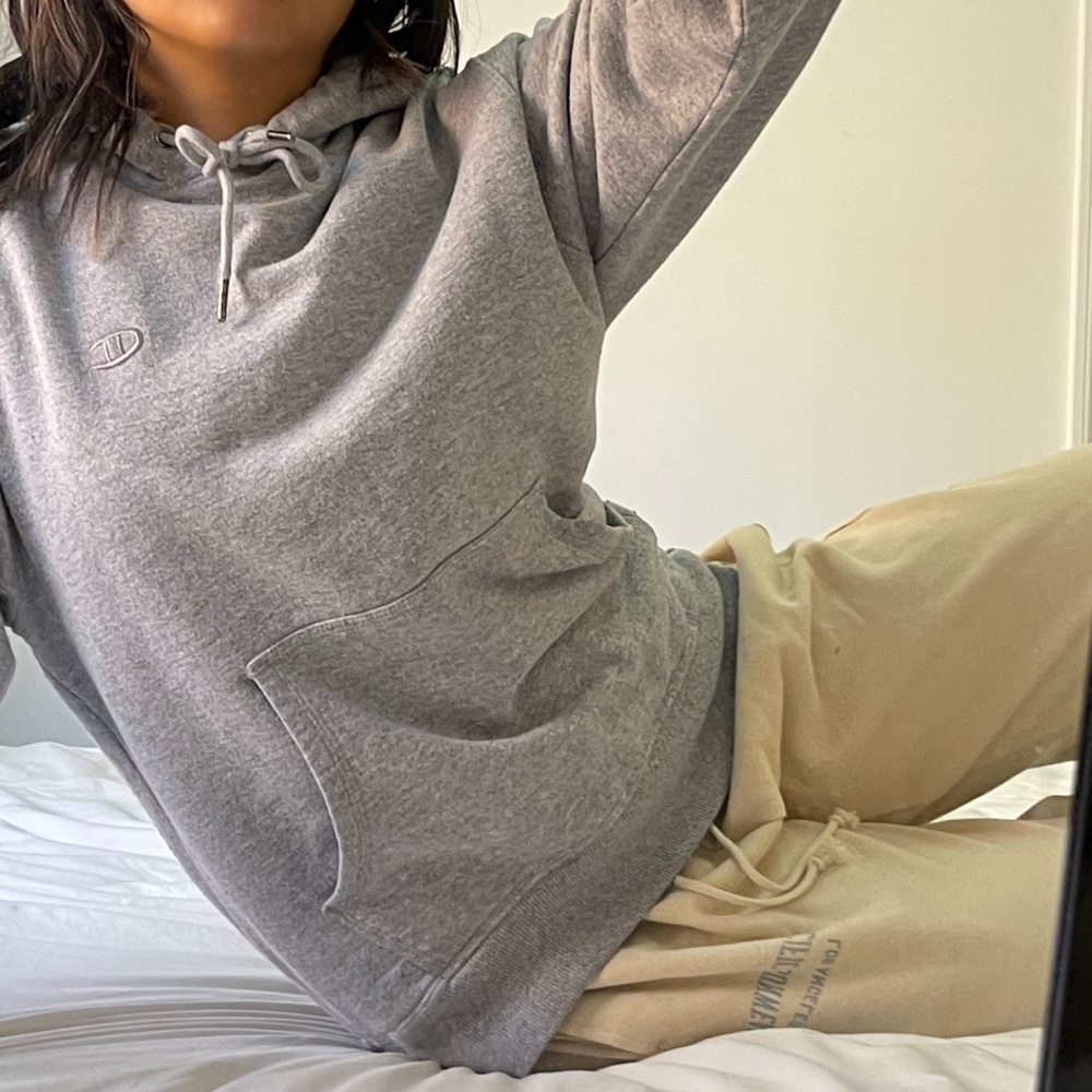 Gray oversized champion hoodie